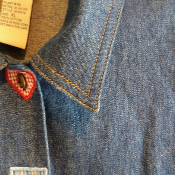 Vintage Koret City Blues Denim Shirt XL Patriotic Americana Appliqué Hearts... - Picture 14 of 16